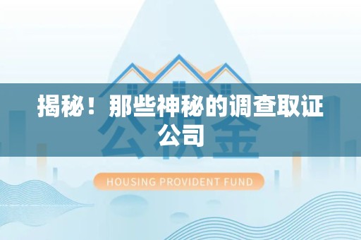 南康揭秘！那些神秘的调查取证公司