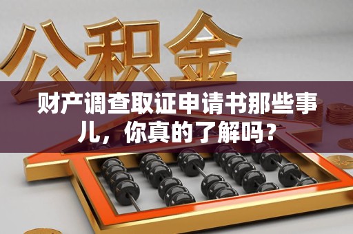 南康财产调查取证申请书那些事儿，你真的了解吗？