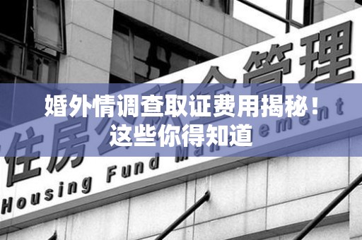 南康婚外情调查取证费用揭秘！这些你得知道