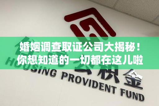南康婚姻调查取证公司大揭秘！你想知道的一切都在这儿啦😉