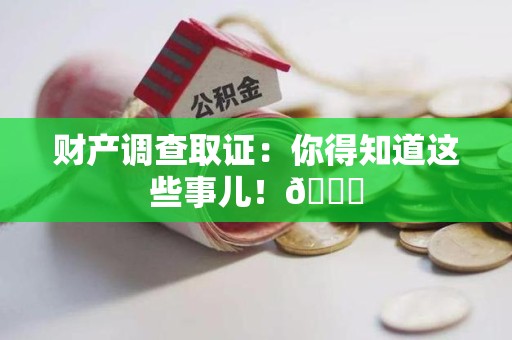 南康财产调查取证：你得知道这些事儿！😎